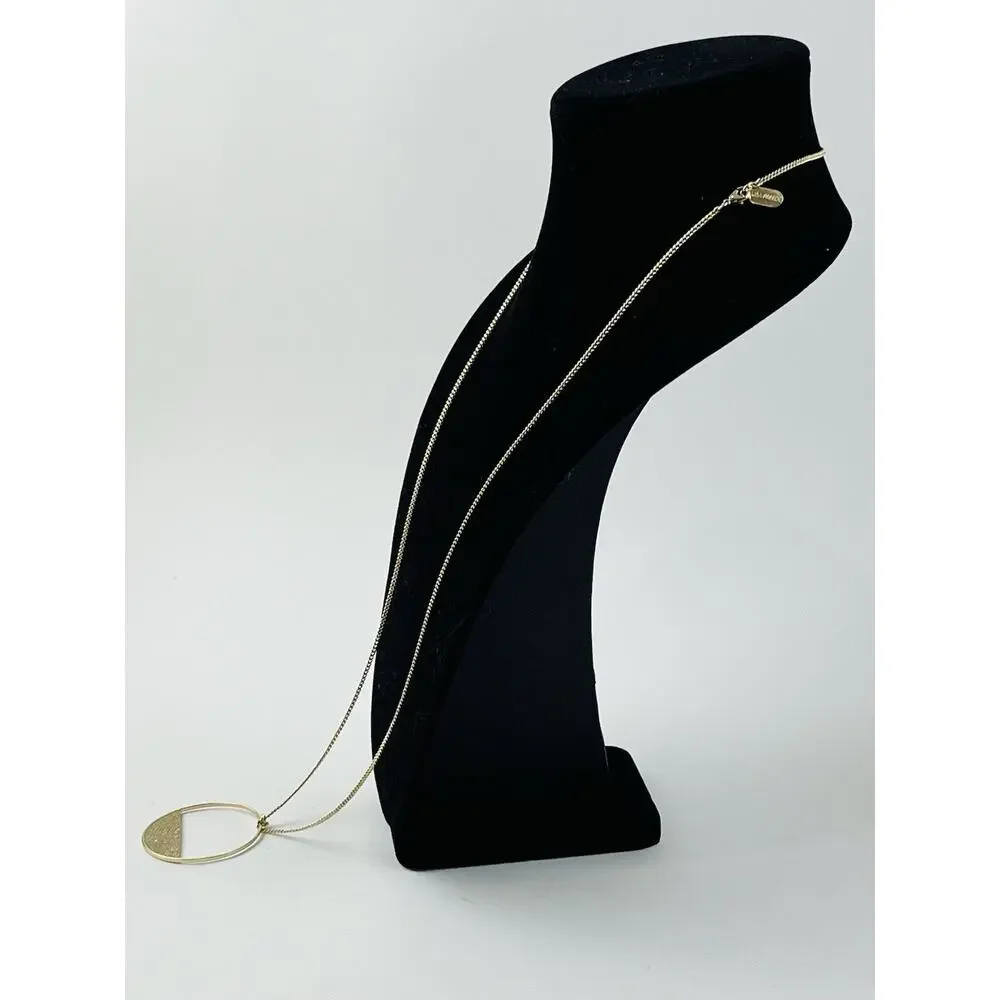 Lisa Freede Gold Micro Pave Eclipse Long Necklace Pendant Disc Celebrity Jewelry